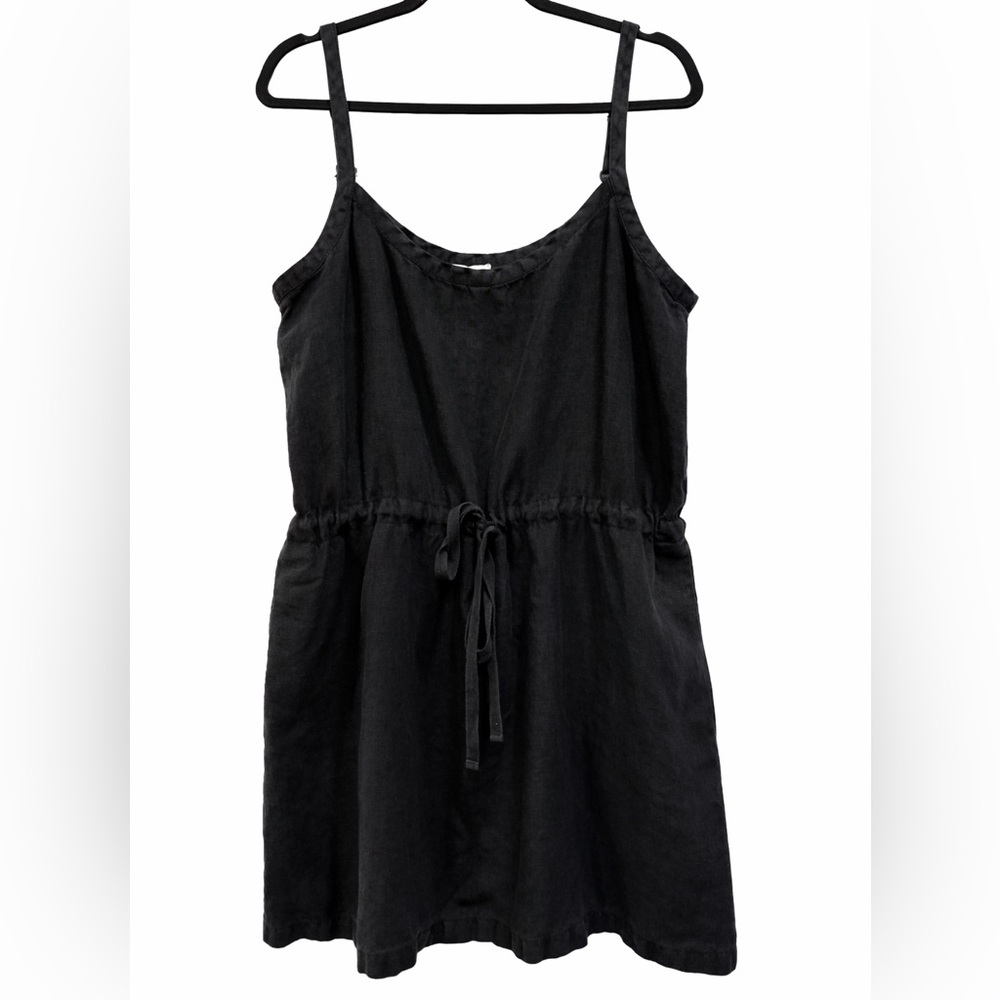 Eileen Fisher Black Sleeveless Drawstring Mini Dress